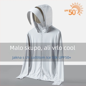 Unisex lagana jakna za zaštitu od sunca, najlonsko-spandeks materijal, UPF50+, s kapuljom