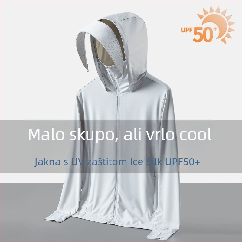 Unisex lagana jakna za zaštitu od sunca, najlonsko-spandeks materijal, UPF50+, s kapuljom