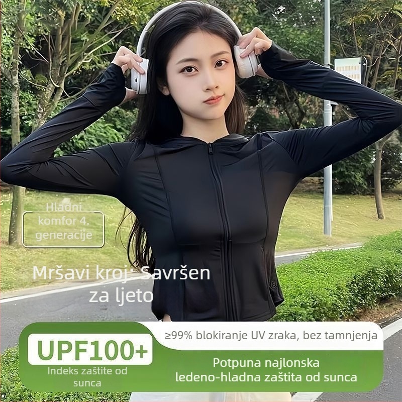 Ženska jakna Ice Silk s UV zaštitom, lagana ljetna, uskog kroja, stojeći ovratnik, duge rukave, jog-stil