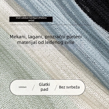 Ženski lagani pleteni kardigan s dugim rukavima, ljeto, šal od ledenog svile, UV zaštita