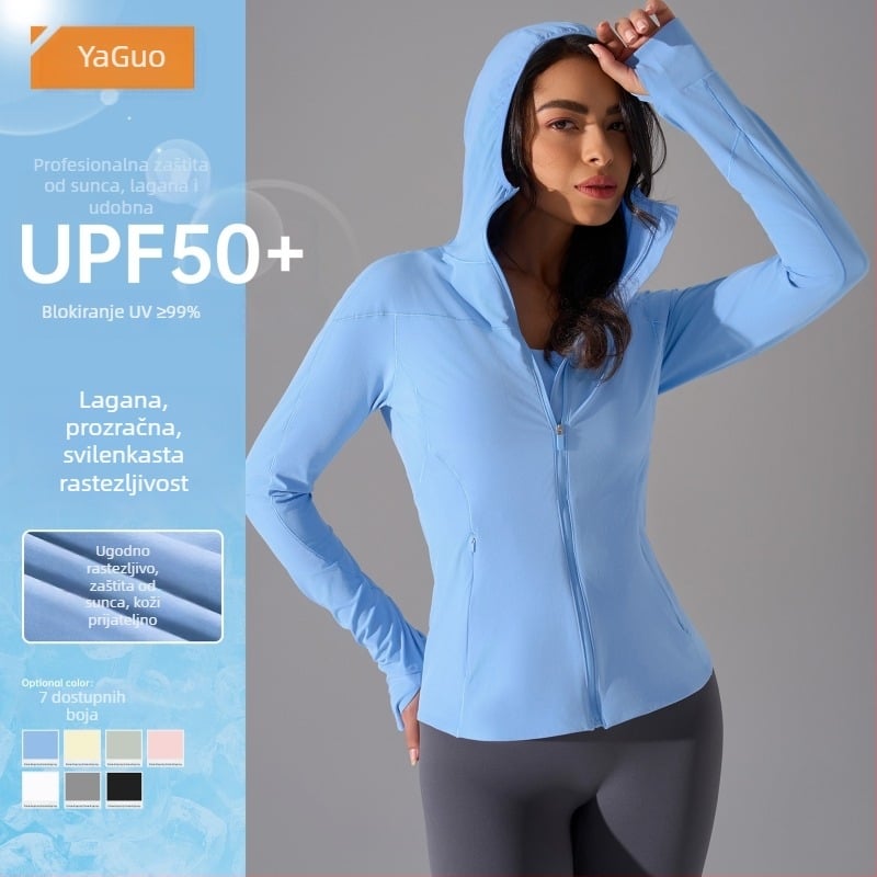 Ženska vanjska windbreaker jakna s kapuljačom; UPF50+ UV zaštita; brzo-sušeći, prozračni poliester