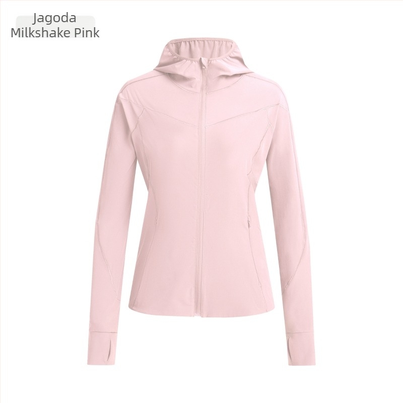 Ženska vanjska windbreaker jakna s kapuljačom; UPF50+ UV zaštita; brzo-sušeći, prozračni poliester