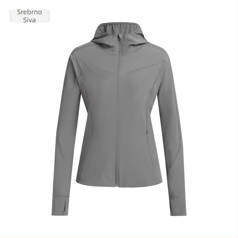 Ženska vanjska windbreaker jakna s kapuljačom; UPF50+ UV zaštita; brzo-sušeći, prozračni poliester