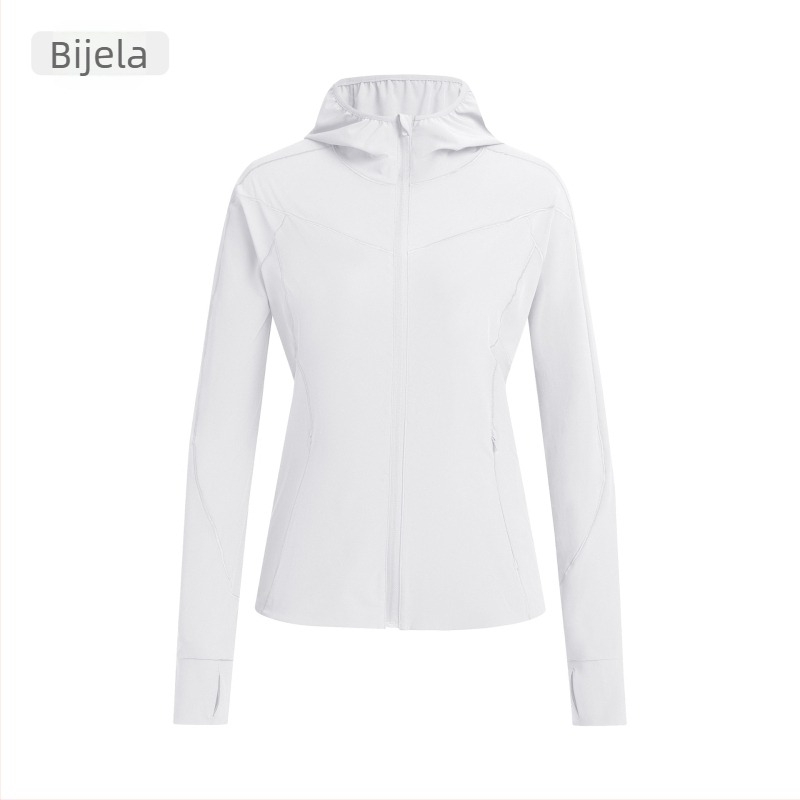 Ženska vanjska windbreaker jakna s kapuljačom; UPF50+ UV zaštita; brzo-sušeći, prozračni poliester