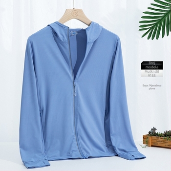 Unisex jakna za vanjske UV zaštite – prozračan najlon, kapuljača, dugi rukavi, UPF40