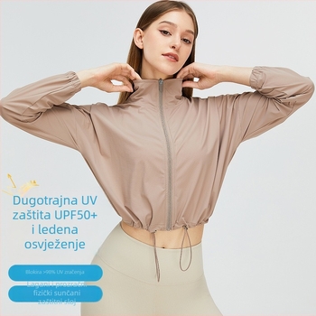 Ženska kratka najlon jakna za vanjske sportove, UV zaštita SPF50+, UV99%, brzo suši, bez kapucije