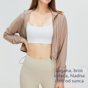 Ženska kratka najlon jakna za vanjske sportove, UV zaštita SPF50+, UV99%, brzo suši, bez kapucije