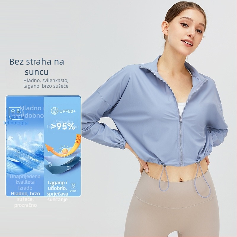 Ženska kratka najlon jakna za vanjske sportove, UV zaštita SPF50+, UV99%, brzo suši, bez kapucije