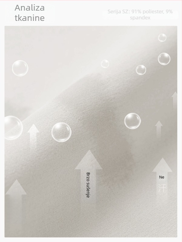 Jakna za jogu s UV zaštitom, tkanina; sastav 91% poliester, 9% elastan; dugi rukavi; slobodan kroj; stojeći ovratnik i prednji zatvarač; dužina do bokova.