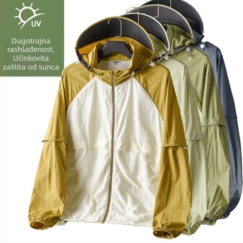 Unisex vanjska jakna s odvojivim rukavima, UPF50+ UV zaštita, prozračna, vodootporna, brzo sušeća