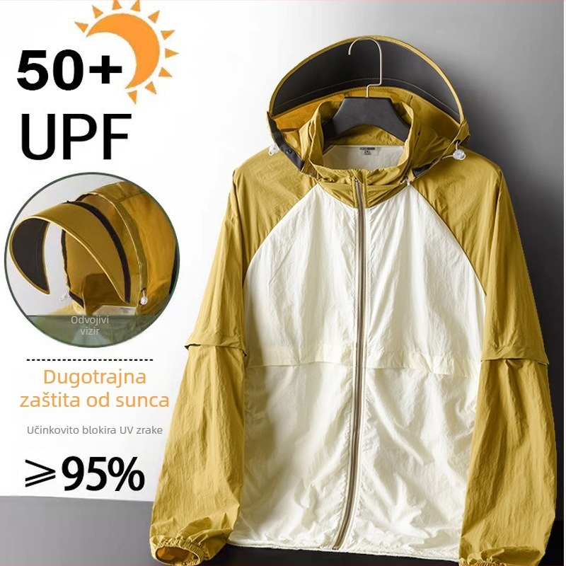 Unisex vanjska jakna s odvojivim rukavima, UPF50+ UV zaštita, prozračna, vodootporna, brzo sušeća
