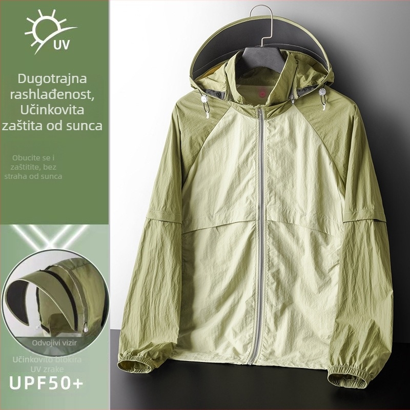 Unisex vanjska jakna s odvojivim rukavima, UPF50+ UV zaštita, prozračna, vodootporna, brzo sušeća