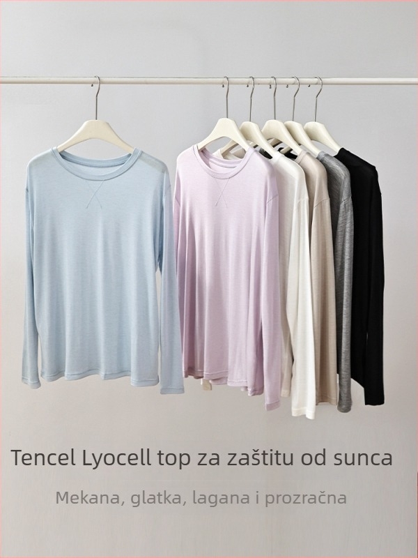 Lyocell bluza s dugim rukavima, okrugli izrez, široka silueta