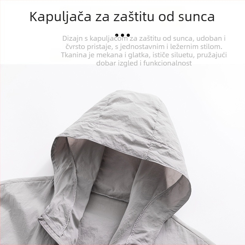 Ice Silk UV zaštitna vanjska windbreaker s kapuljačom, prozračna, lagana za ljeto, za ribolov i vožnju bicikla