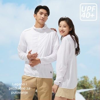 Unisex prozračna windbreaker jakna s UV zaštitom, kapuljom, poliesterom