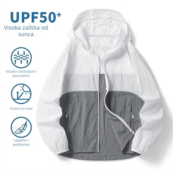 Unisex lagana outdoor jakna od najlona s UV zaštitom UPF50+, Ice Silk materijal, prozračna i lagana, s kapuljačom