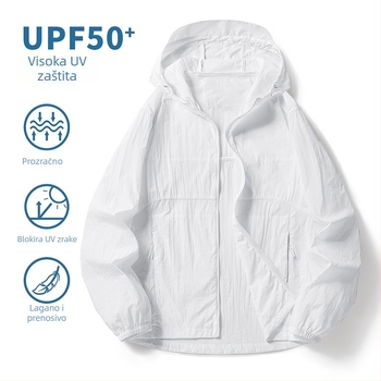 Unisex lagana outdoor jakna od najlona s UV zaštitom UPF50+, Ice Silk materijal, prozračna i lagana, s kapuljačom