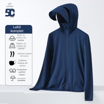 Muška UV-zaštitna kapuljača majica za ljeto | UPF50+ | brzo sušenje, prozračna, Ice Silk tkanina
