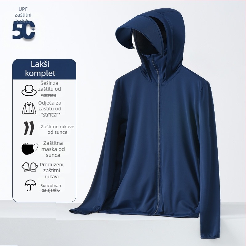 Muška UV-zaštitna kapuljača majica za ljeto | UPF50+ | brzo sušenje, prozračna, Ice Silk tkanina