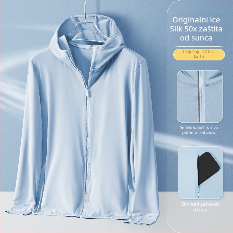 Muška UV-zaštitna kapuljača majica za ljeto | UPF50+ | brzo sušenje, prozračna, Ice Silk tkanina