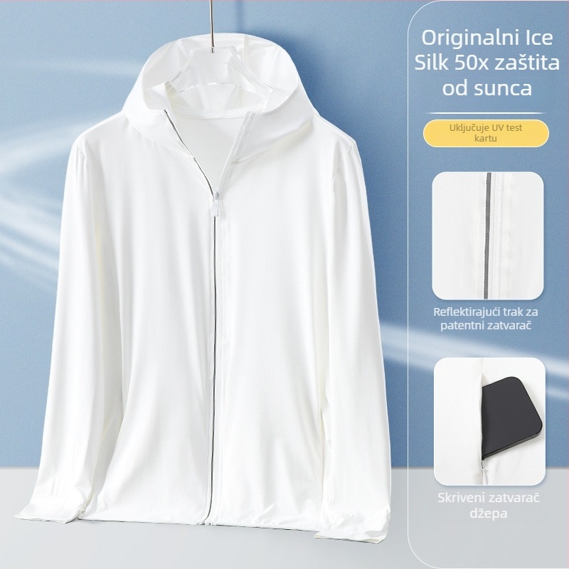 Muška UV-zaštitna kapuljača majica za ljeto | UPF50+ | brzo sušenje, prozračna, Ice Silk tkanina