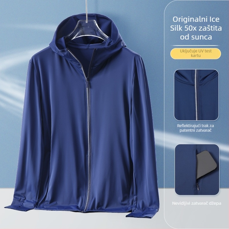 Muška UV-zaštitna kapuljača majica za ljeto | UPF50+ | brzo sušenje, prozračna, Ice Silk tkanina