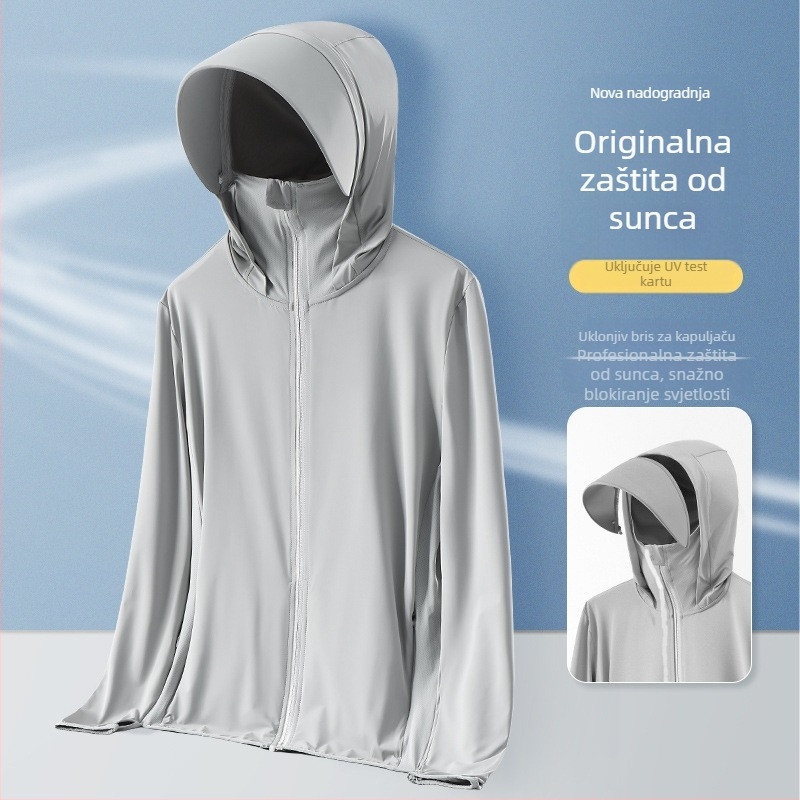 Muška UV-zaštitna kapuljača majica za ljeto | UPF50+ | brzo sušenje, prozračna, Ice Silk tkanina