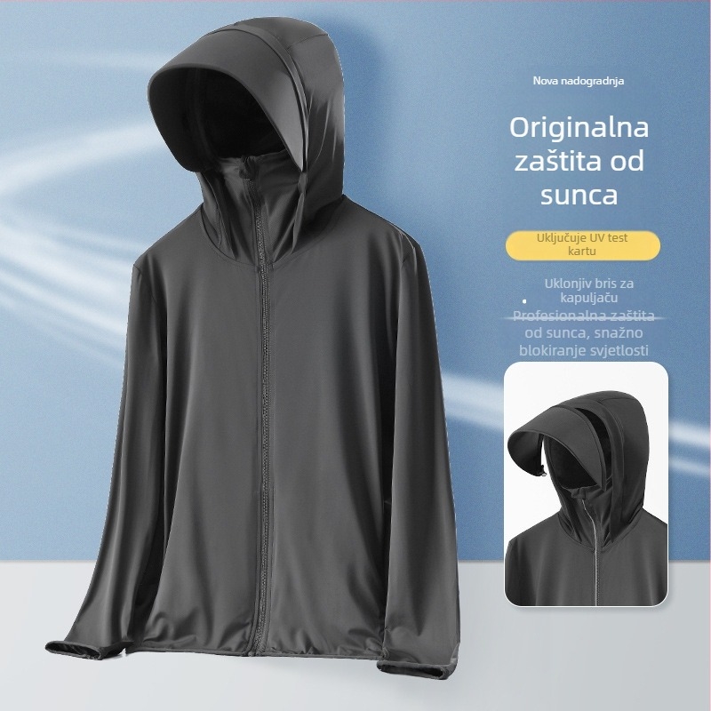 Muška UV-zaštitna kapuljača majica za ljeto | UPF50+ | brzo sušenje, prozračna, Ice Silk tkanina
