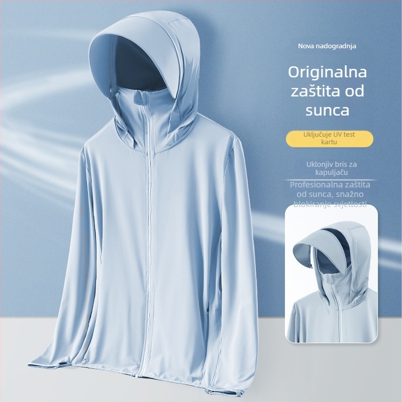 Muška UV-zaštitna kapuljača majica za ljeto | UPF50+ | brzo sušenje, prozračna, Ice Silk tkanina