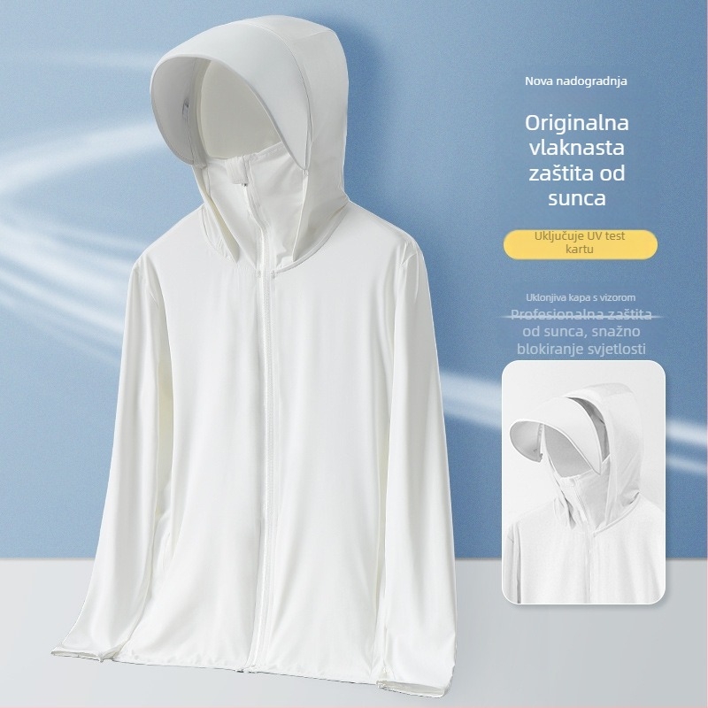 Muška UV-zaštitna kapuljača majica za ljeto | UPF50+ | brzo sušenje, prozračna, Ice Silk tkanina
