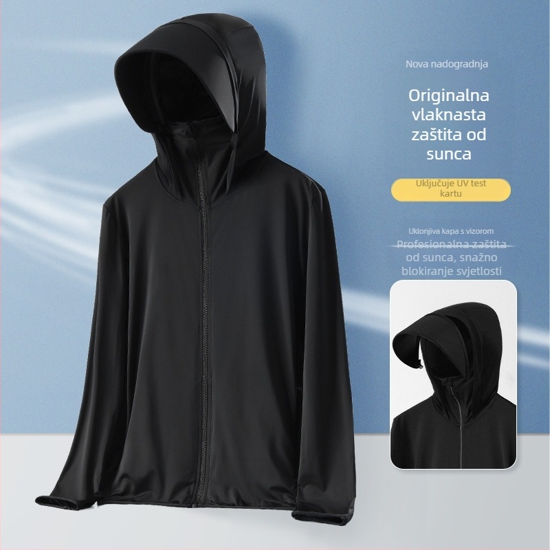 Muška UV-zaštitna kapuljača majica za ljeto | UPF50+ | brzo sušenje, prozračna, Ice Silk tkanina