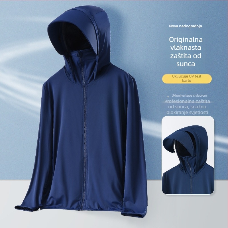 Muška UV-zaštitna kapuljača majica za ljeto | UPF50+ | brzo sušenje, prozračna, Ice Silk tkanina