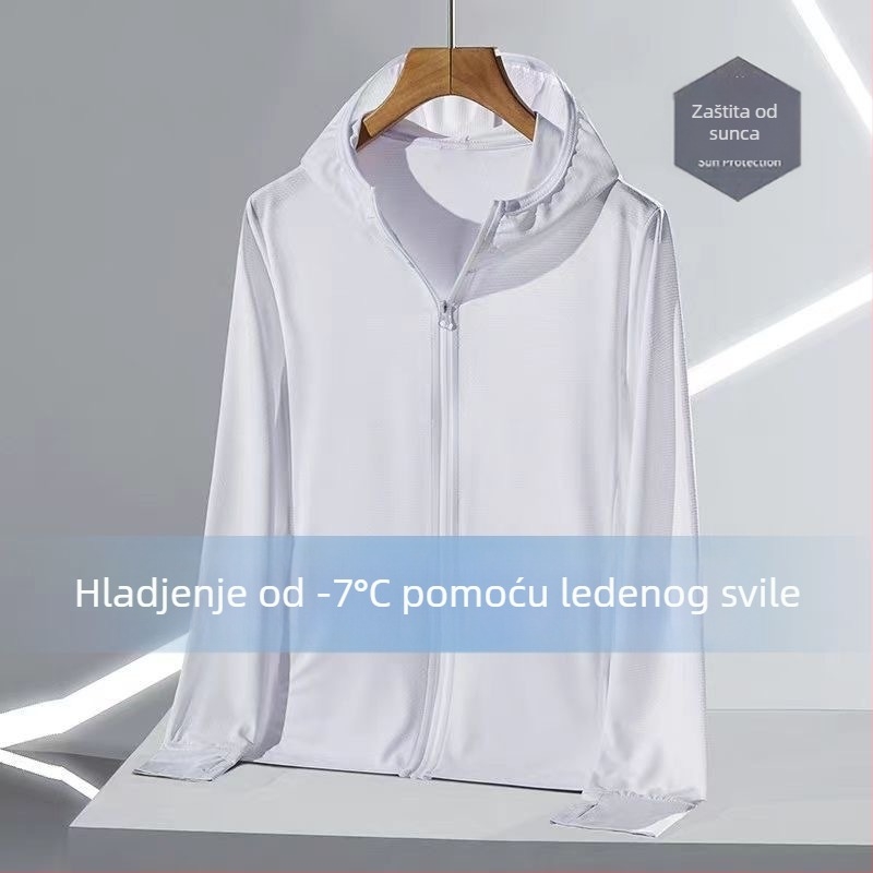 Kapuljačasti kardigan za zaštitu od sunca, lagano vanjsko odijelo od poliestera s prozračnom mrežom za ljeto 2025