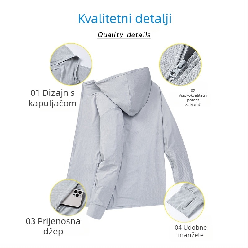 Vanjska jakna s UV zaštitom – poliester, UPF 50+, brzo sušenje, prozračna, odvod vlage – Model XY-2047