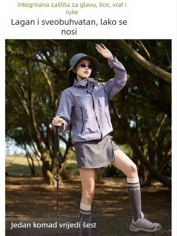 Vanjska kapuljača, lagana jakna za ljeto – unisex, najlon, UPF50+ UV zaštita, brzo se suši, prozračna