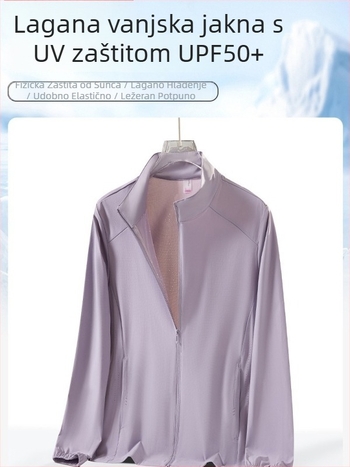 Unisex windbreaker s UV zaštitom UPF50+ s stojećim ovratnikom, prozračni Ice Silk materijal, brzo suši, lagan, za planinarenje kampiranje i vožnju biciklom