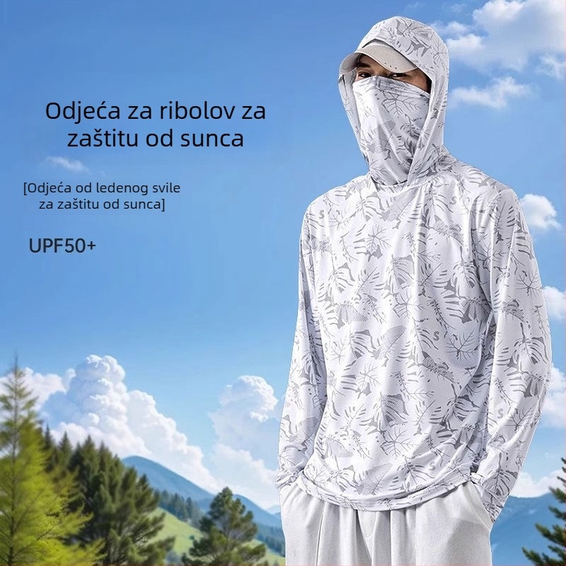 Majica za ribolov s UV zaštitom, ultratanka, s kapuljom, prozračna za vanjske aktivnosti