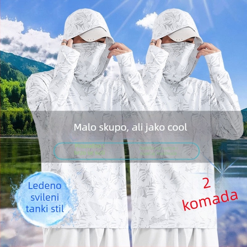 Majica za ribolov s UV zaštitom, ultratanka, s kapuljom, prozračna za vanjske aktivnosti
