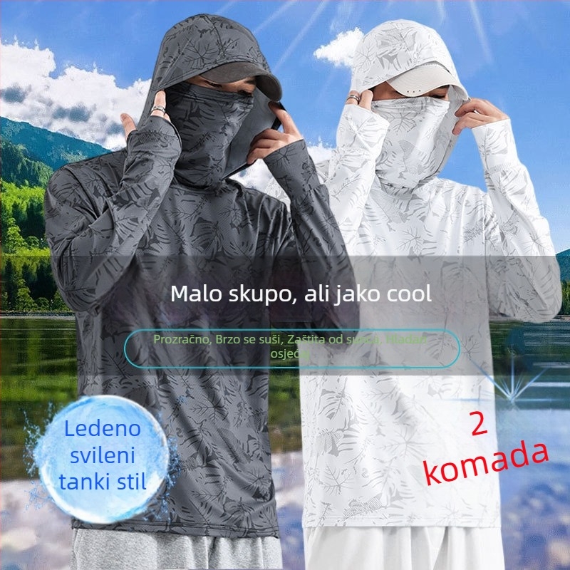 Majica za ribolov s UV zaštitom, ultratanka, s kapuljom, prozračna za vanjske aktivnosti
