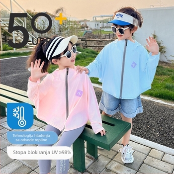 Dječje UV zaštitno majica UPF50+ Ice Silk, prozračna ljetna tkanina, batwing rukav, 7–12 godina, 95% poliester