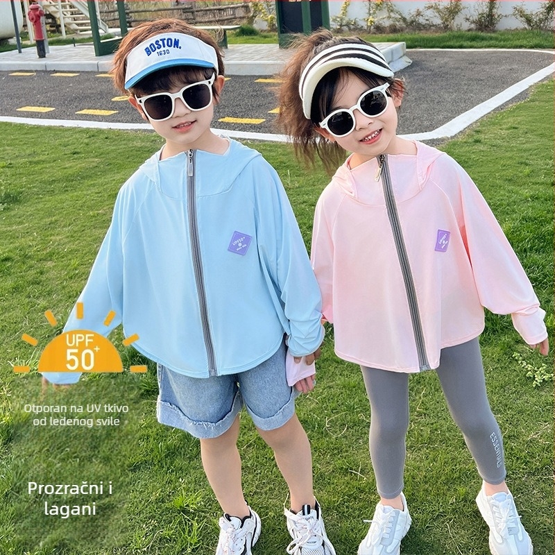 Dječje UV zaštitno majica UPF50+ Ice Silk, prozračna ljetna tkanina, batwing rukav, 7–12 godina, 95% poliester