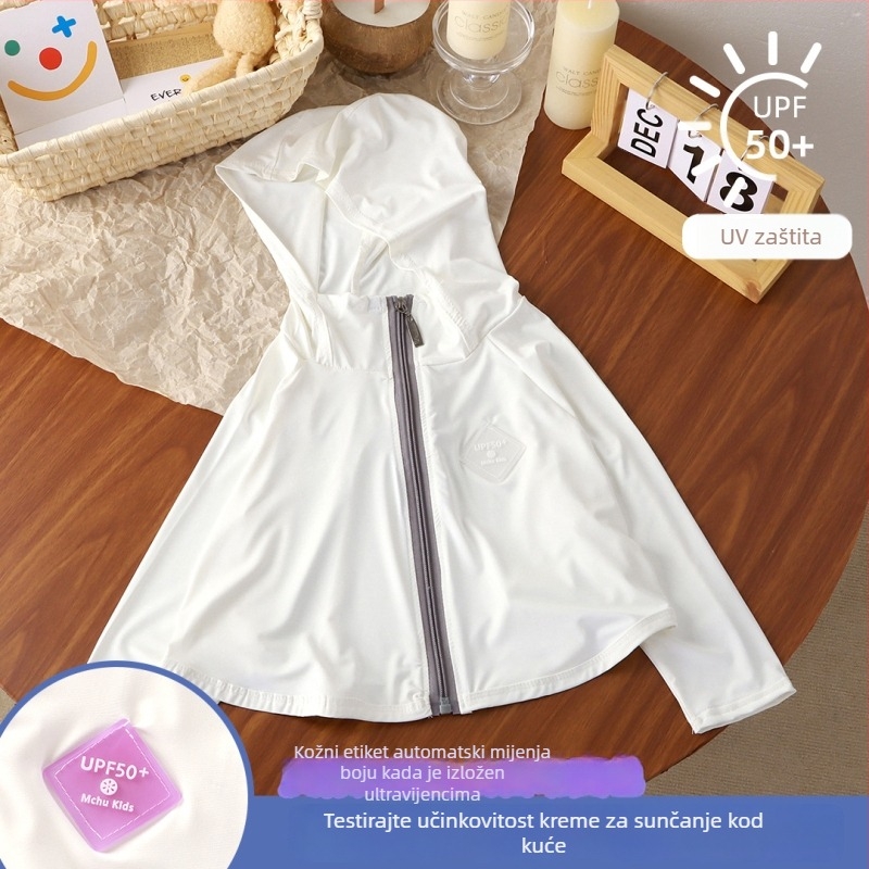 Dječje UV zaštitno majica UPF50+ Ice Silk, prozračna ljetna tkanina, batwing rukav, 7–12 godina, 95% poliester