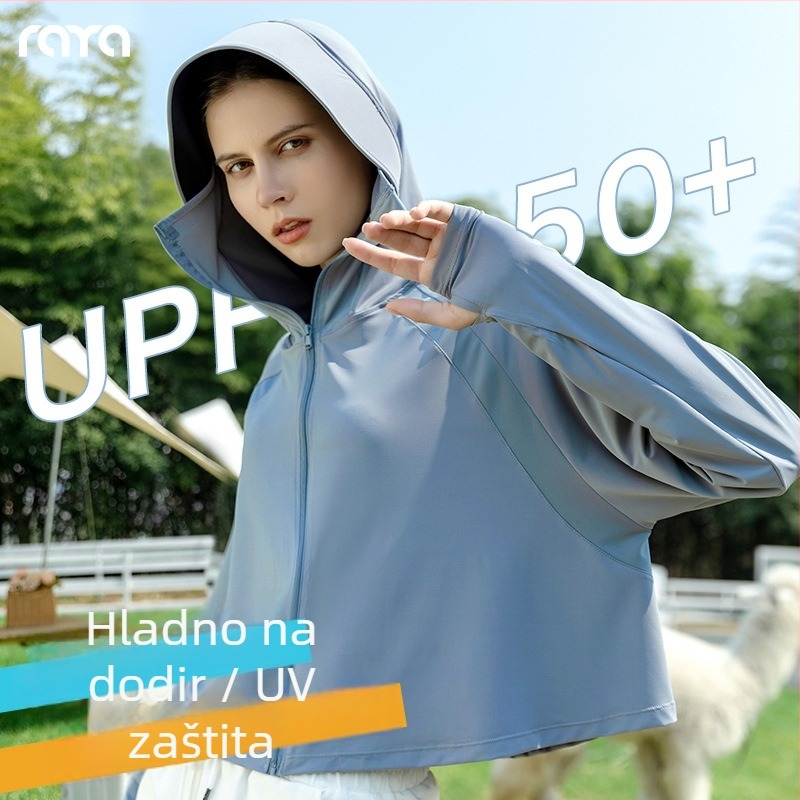 Ruiya Ženska ljetna UV zaštitna jakna s kapuljacom i velikim obodom, prozračna Ice Silk tkanina