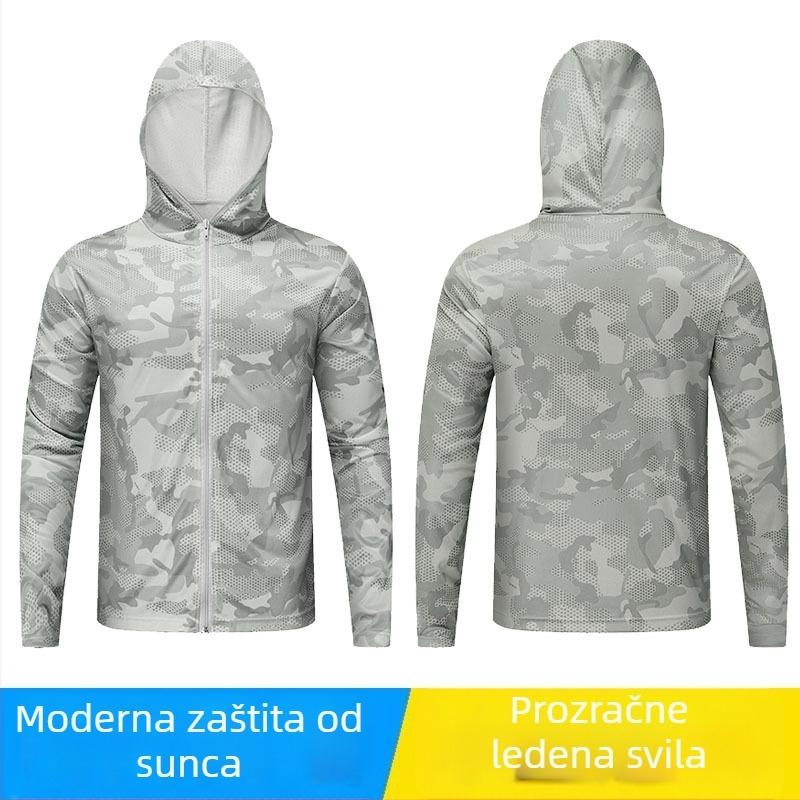 Ribolovna majica za zaštitu od sunca s kapuljačom — 100% poliester, prvoklasna mrežasta tkanina, ljeto, slobodna silueta