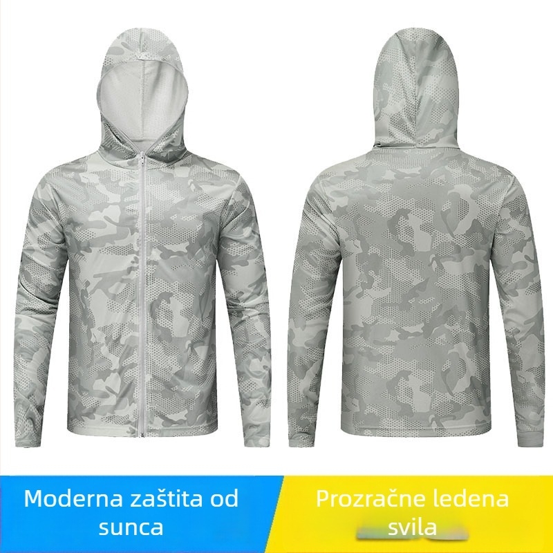 Ribolovna majica za zaštitu od sunca s kapuljačom — 100% poliester, prvoklasna mrežasta tkanina, ljeto, slobodna silueta