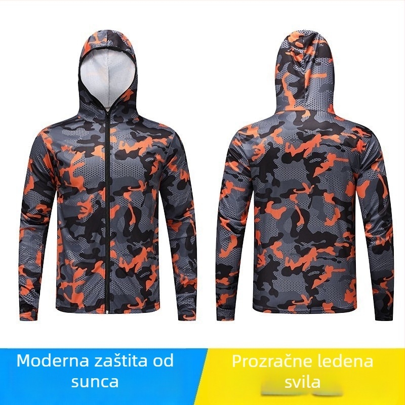 Ribolovna majica za zaštitu od sunca s kapuljačom — 100% poliester, prvoklasna mrežasta tkanina, ljeto, slobodna silueta