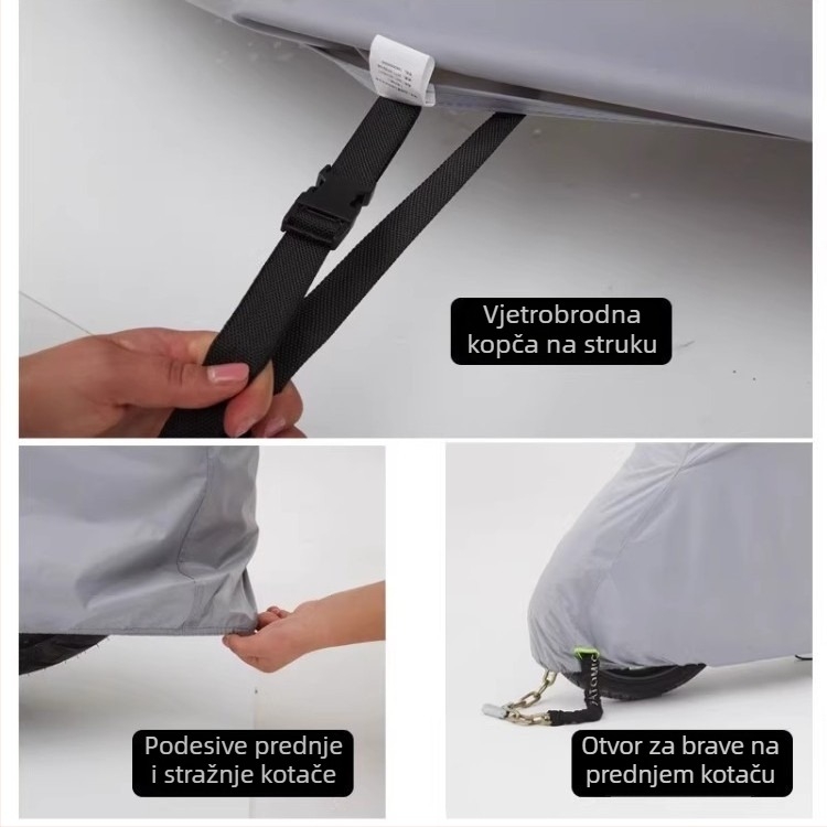 Pokrov za električno vozilo od Oxford tkanine, zaštita od sunca i kiše, univerzalno za motocikle i električne skutere, otpornost na vjetar.