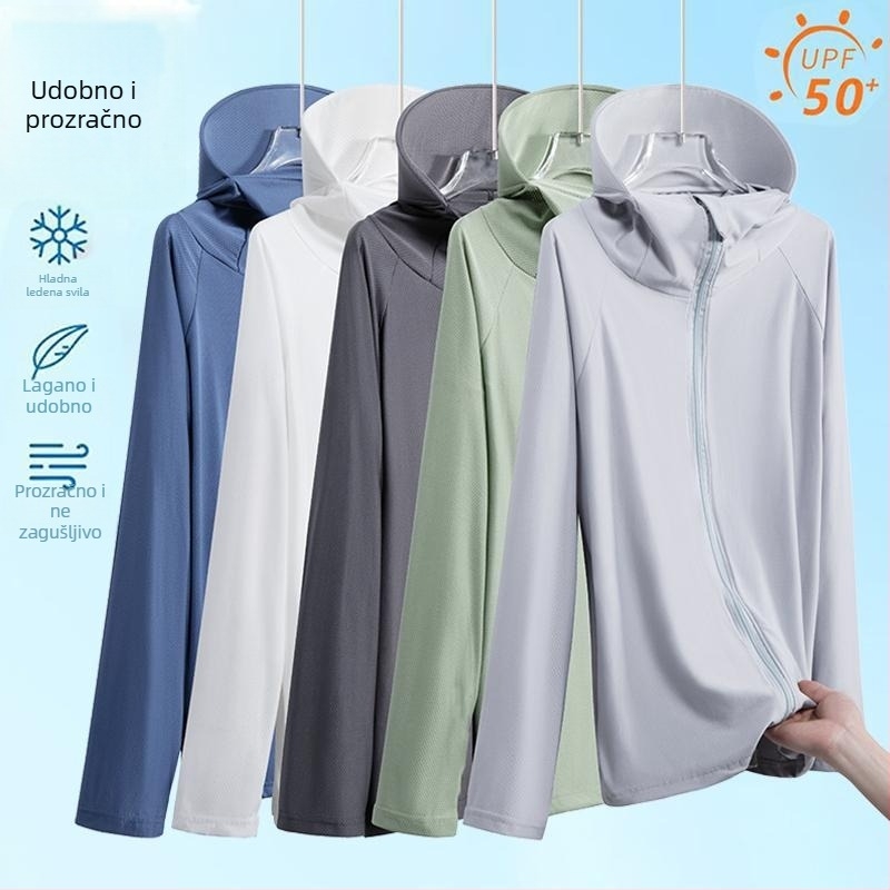 Kapuljačasta jakna za zaštitu od sunca, lagana i prozračna, ice silk, UV zaštita za sport na otvorenom