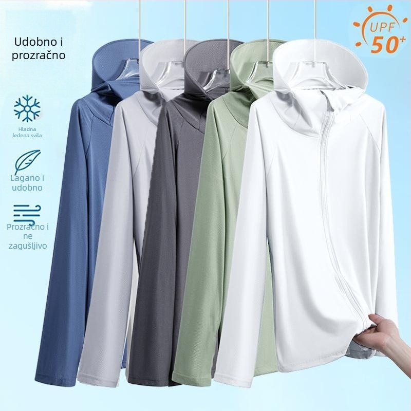 Kapuljačasta jakna za zaštitu od sunca, lagana i prozračna, ice silk, UV zaštita za sport na otvorenom