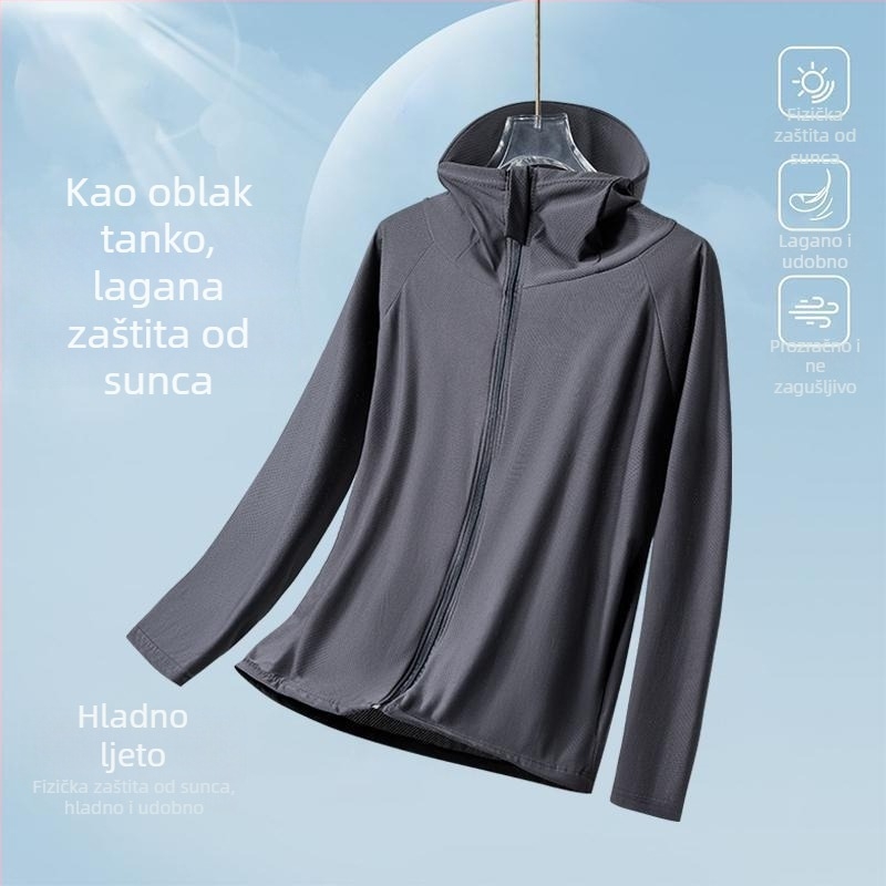 Kapuljačasta jakna za zaštitu od sunca, lagana i prozračna, ice silk, UV zaštita za sport na otvorenom